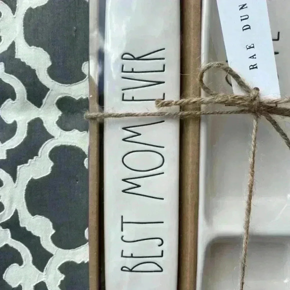 NEW Rae Dunn - BEST MOM EVER / LOVE 💕 Desk Plaque & Tray Office/Organizing SET - Picture 3 of 6
